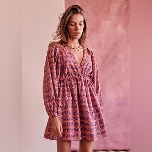 Sezane Pink Paisley Mini Dress